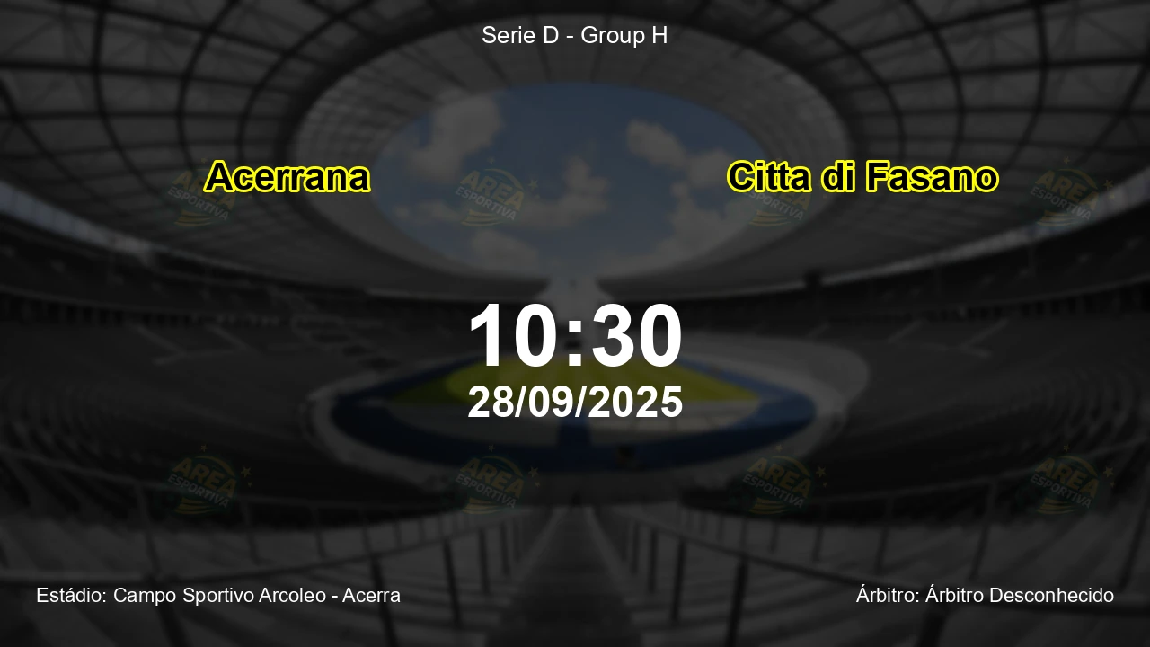 Palpite e análise do jogo Acerrana vs Citta di Fasano pela Serie D - Group H