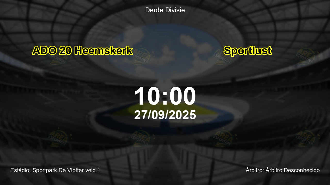Palpite e análise do jogo ADO 20 Heemskerk vs Sportlust pela Derde Divisie