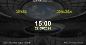 Palpite e análise do jogo Al Fateh vs Al Qadisiya pela Saudi Professional League