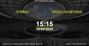 Palpite e análise do jogo Al Ittihad vs Shabab Al-Ahli Dubai pela AFC Champions League