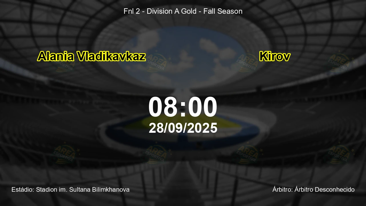 Palpite e análise do jogo Alania Vladikavkaz vs Kirov pela Fnl 2 - Division A Gold - Fall Season