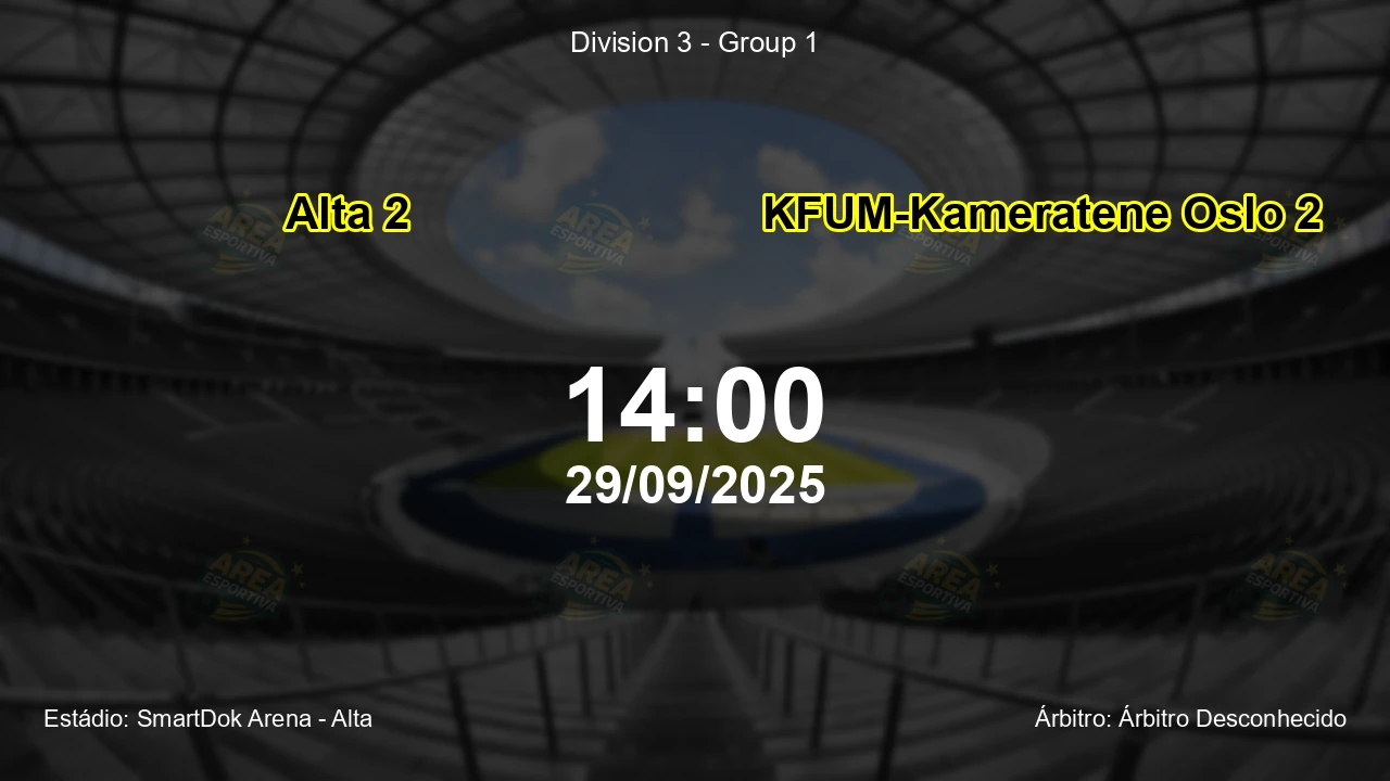 Palpite e análise do jogo Alta 2 vs KFUM-Kameratene Oslo 2 pela Division 3 - Group 1