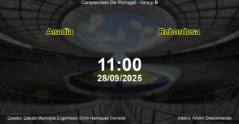 Palpite e análise do jogo Anadia vs Rebordosa pela Campeonato De Portugal - Group B