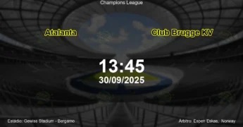 Palpite e análise do jogo Atalanta vs Club Brugge KV pela Champions League