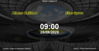 Palpite e análise do jogo Athens Kallithea vs Ellas Syrou pela Super League 2