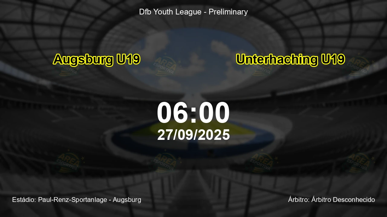 Palpite e análise do jogo Augsburg U19 vs Unterhaching U19 pela Dfb Youth League - Preliminary