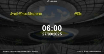 Palpite e análise do jogo Azul Claro Numazu vs Gifu pela J3 League