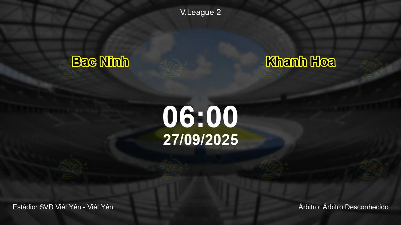 Palpite e análise do jogo Bac Ninh vs Khanh Hoa pela V.League 2