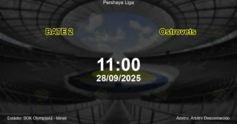 Palpite e análise do jogo BATE 2 vs Ostrovets pela Pershaya Liga