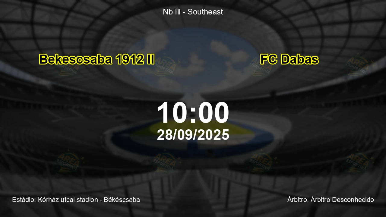 Palpite e análise do jogo Bekescsaba 1912 II vs FC Dabas pela Nb Iii - Southeast