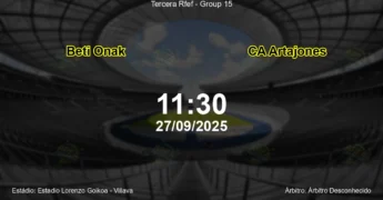 Palpite e análise do jogo Beti Onak vs CA Artajones pela Tercera Rfef - Group 15