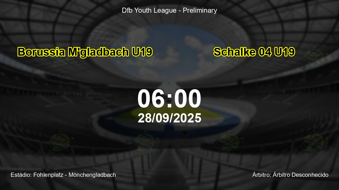 Palpite e análise do jogo Borussia M'gladbach U19 vs Schalke 04 U19 pela Dfb Youth League - Preliminary