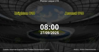 Palpite e análise do jogo Brighton U18 vs Arsenal U18 pela Premier League U18