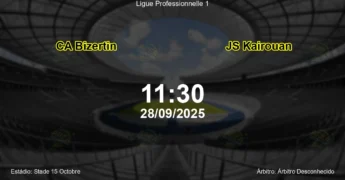 Palpite e análise do jogo CA Bizertin vs JS Kairouan pela Ligue Professionnelle 1