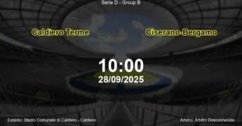 Palpite e análise do jogo Caldiero Terme vs Ciserano-Bergamo pela Serie D - Group B