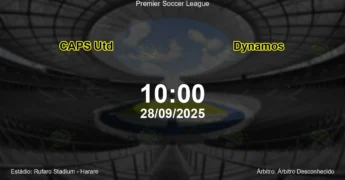 Palpite e análise do jogo CAPS Utd vs Dynamos pela Premier Soccer League