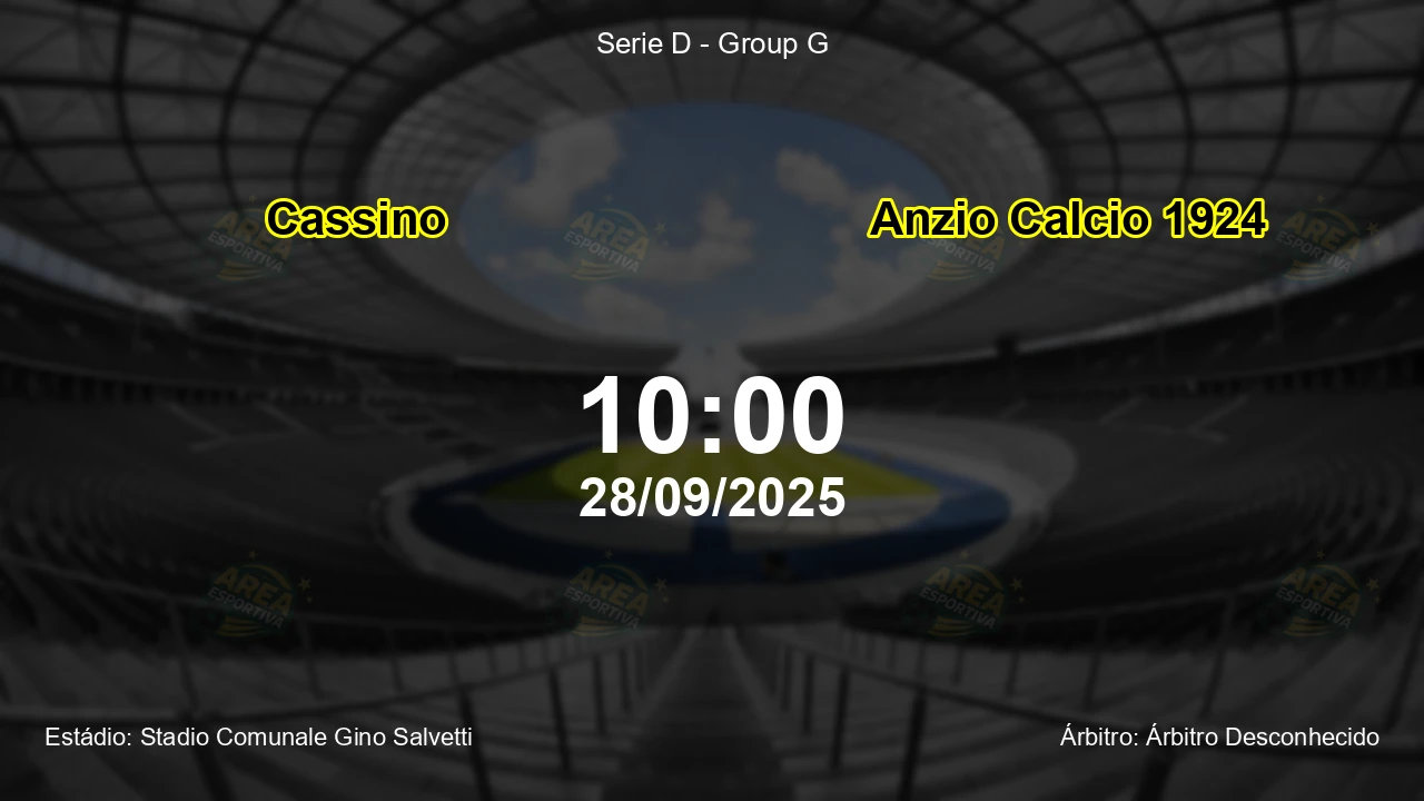 Palpite e análise do jogo Cassino vs Anzio Calcio 1924 pela Serie D - Group G