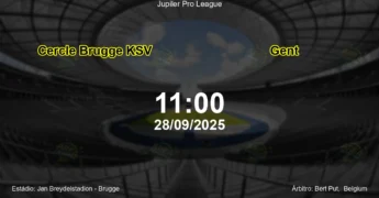 Palpite e análise do jogo Cercle Brugge KSV vs Gent pela Jupiler Pro League