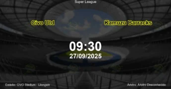 Palpite e análise do jogo Civo Utd vs Kamuzu Barracks pela Super League