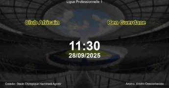 Palpite e análise do jogo Club Africain vs Ben Guerdane pela Ligue Professionnelle 1