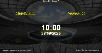 Palpite e análise do jogo Club Milano vs Varese FC pela Serie D - Group A