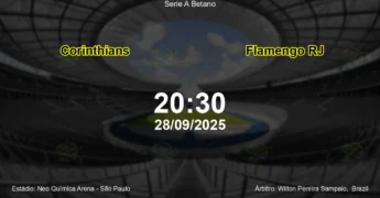 Palpite e análise do jogo Corinthians vs Flamengo RJ pela Serie A Betano