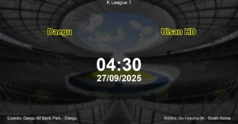 Palpite e análise do jogo Daegu vs Ulsan HD pela K League 1