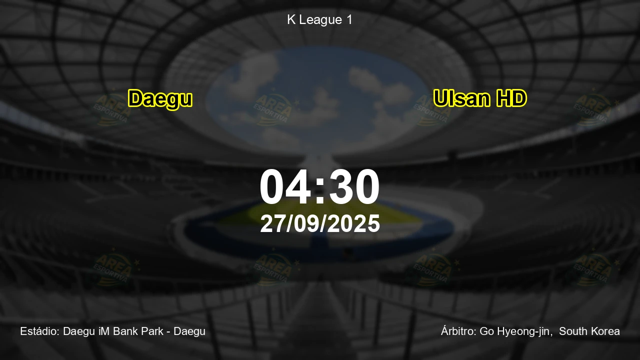 Palpite e análise do jogo Daegu vs Ulsan HD pela K League 1