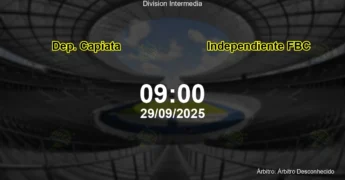 Palpite e análise do jogo Dep. Capiata vs Independiente FBC pela Division Intermedia