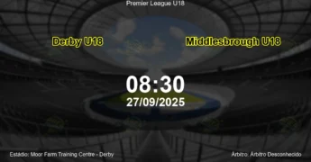 Palpite e análise do jogo Derby U18 vs Middlesbrough U18 pela Premier League U18