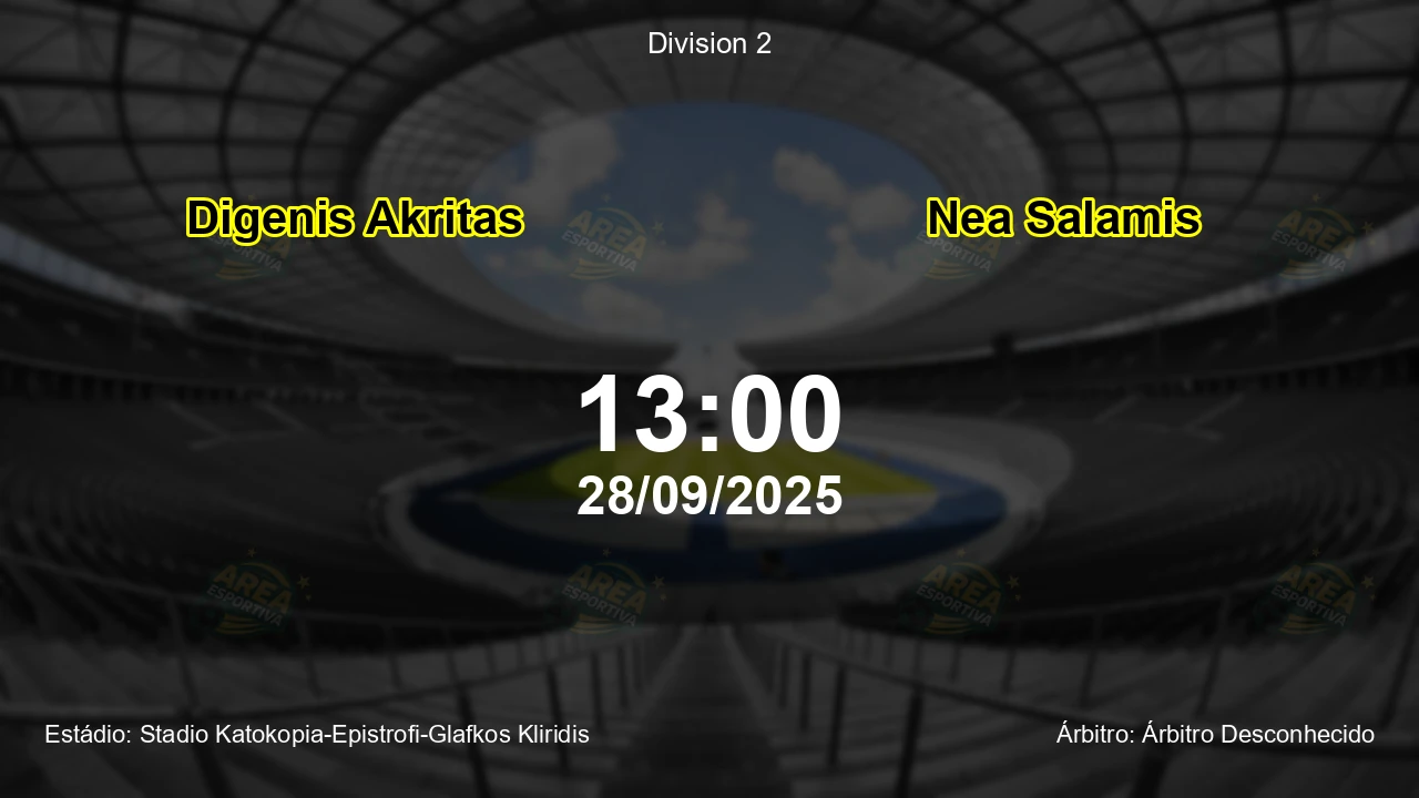 Palpite e análise do jogo Digenis Akritas vs Nea Salamis pela Division 2