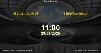 Palpite e análise do jogo Din. Samarkand vs Shortan Guzor pela Super League