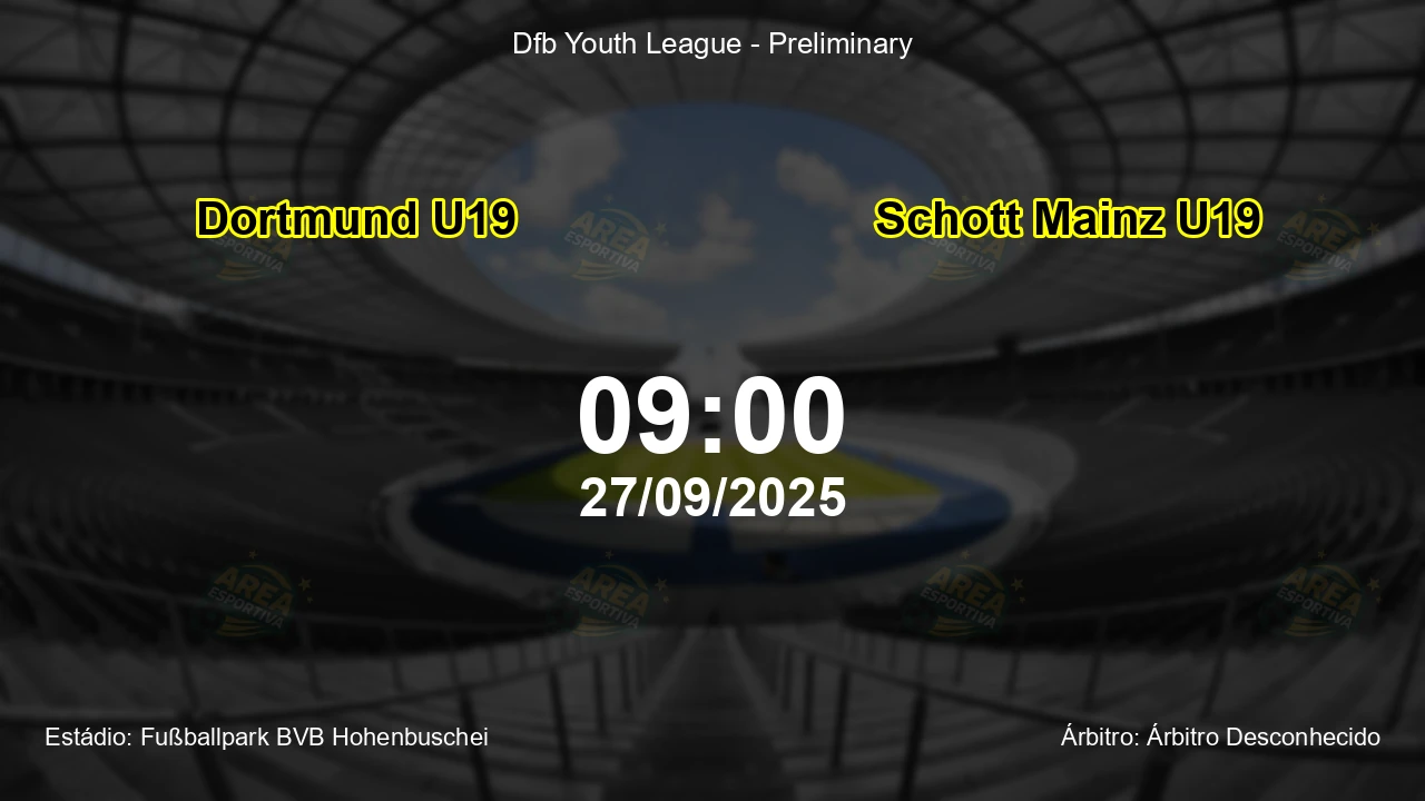 Palpite e análise do jogo Dortmund U19 vs Schott Mainz U19 pela Dfb Youth League - Preliminary