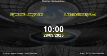 Palpite e análise do jogo Egestorf-Langreder vs Braunschweig U23 pela Oberliga Niedersachsen