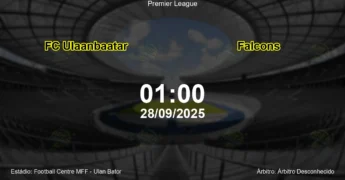 Palpite e análise do jogo FC Ulaanbaatar vs Falcons pela Premier League
