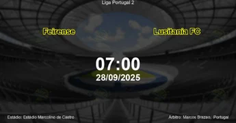 Palpite e análise do jogo Feirense vs Lusitania FC pela Liga Portugal 2
