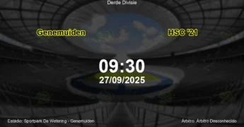 Palpite e análise do jogo Genemuiden vs HSC '21 pela Derde Divisie