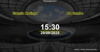 Palpite e análise do jogo Gremio Maringa vs CA Cambe pela Paranaense 3