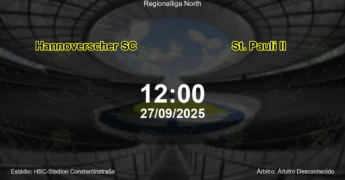 Palpite e análise do jogo Hannoverscher SC vs St. Pauli II pela Regionalliga North