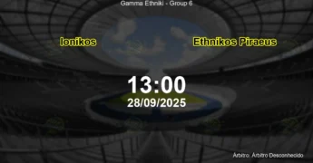 Palpite e análise do jogo Ionikos vs Ethnikos Piraeus pela Gamma Ethniki - Group 6