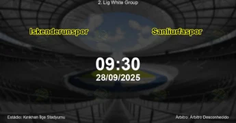 Palpite e análise do jogo Iskenderunspor vs Sanliurfaspor pela 2. Lig White Group