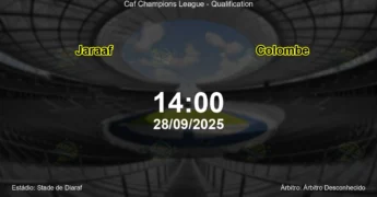 Palpite e análise do jogo Jaraaf vs Colombe pela Caf Champions League - Qualification