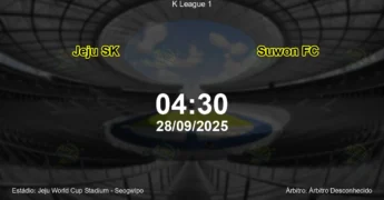 Palpite e análise do jogo Jeju SK vs Suwon FC pela K League 1