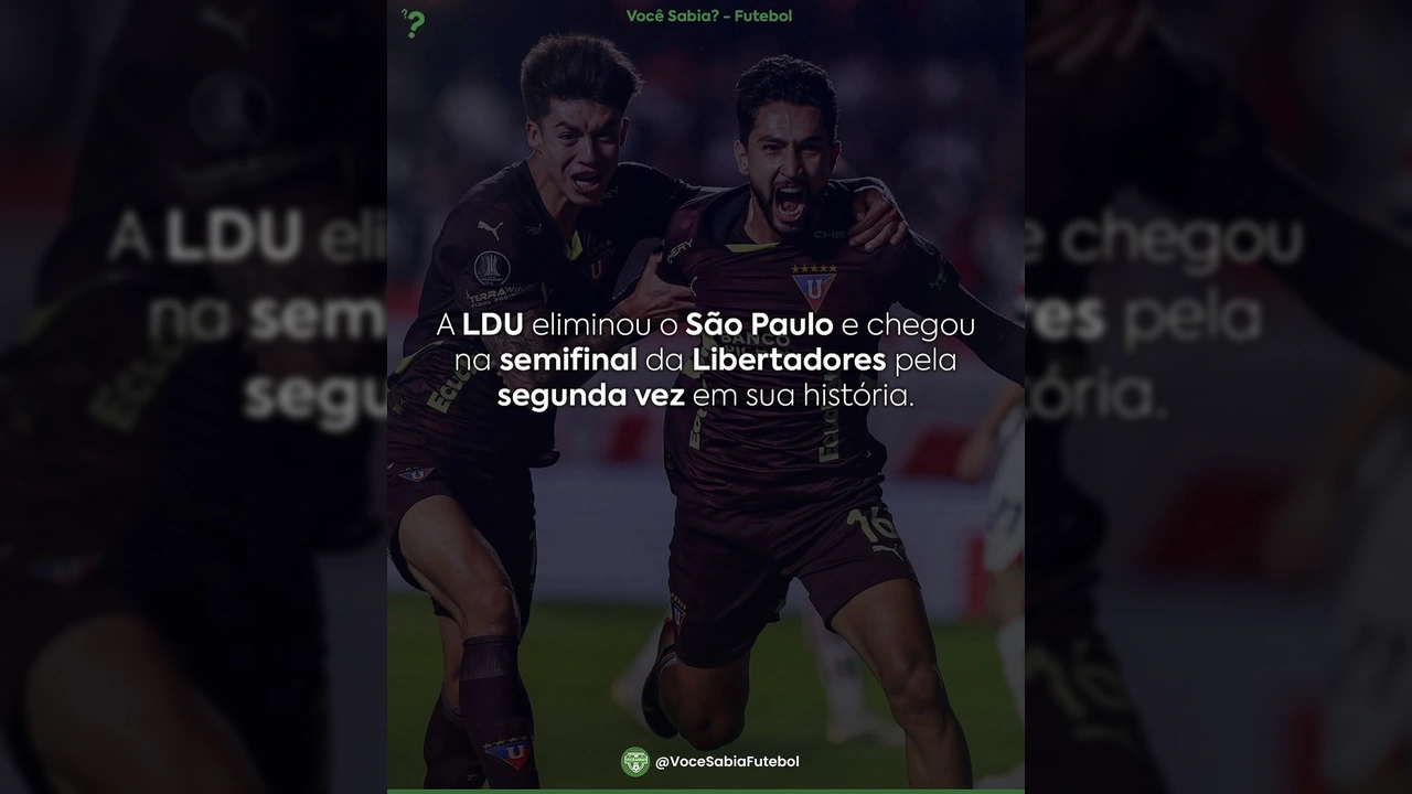 Imagem de jogadores da LDU comemorando a vitória contra o São Paulo na Libertadores 2025. Créditos: Você Sabia? - Futebol / Instagram.