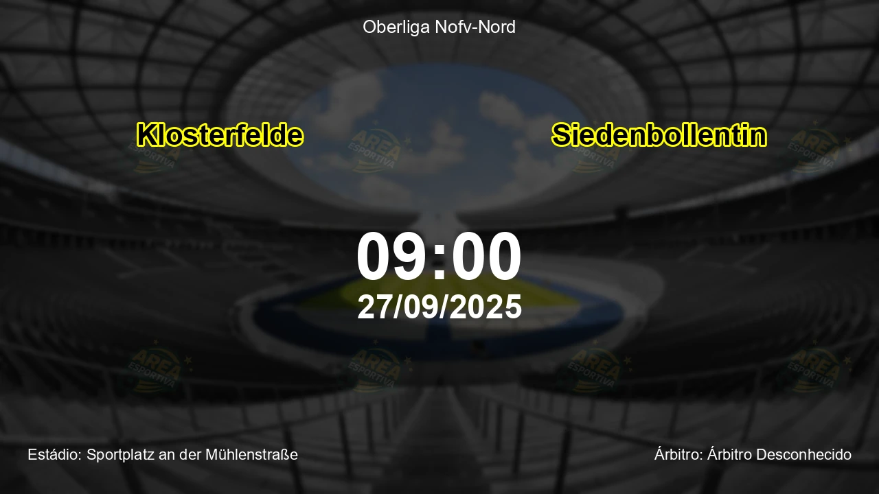 Palpite e análise do jogo Klosterfelde vs Siedenbollentin pela Oberliga Nofv-Nord