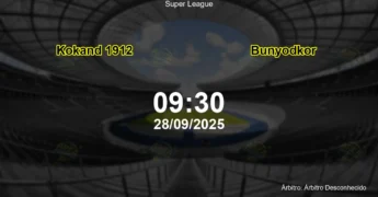 Palpite e análise do jogo Kokand 1912 vs Bunyodkor pela Super League