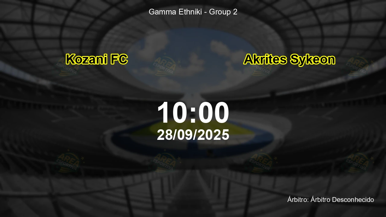Palpite e análise do jogo Kozani FC vs Akrites Sykeon pela Gamma Ethniki - Group 2