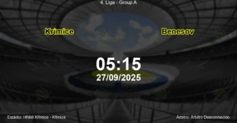Palpite e análise do jogo Krimice vs Benesov pela 4. Liga - Group A