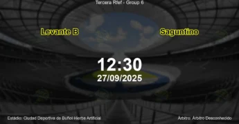 Palpite e análise do jogo Levante B vs Saguntino pela Tercera Rfef - Group 6