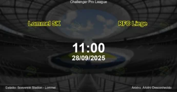 Palpite e análise do jogo Lommel SK vs RFC Liege pela Challenger Pro League